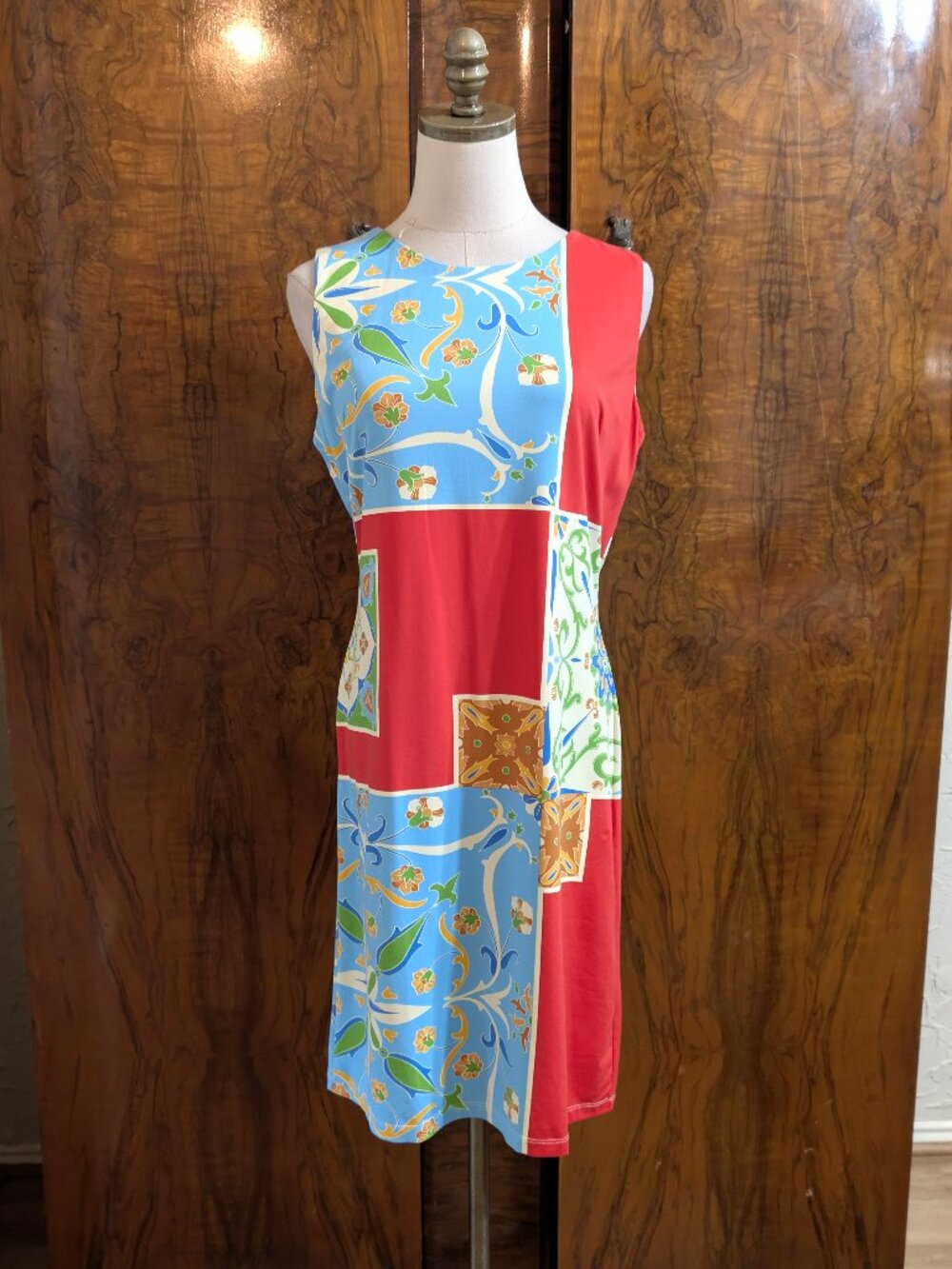J. McLaughlin Catalina Cloth Sophia Sheath Dress Size M Blue Red Colorblock